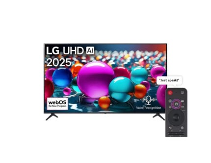 تلفزيون LG UHD AI UA85 4K Smart TV مقاس 43 بوصة المدعوم بجهاز التحكم AI Magic Remote Ready وميزة HDR10 وواجهة webOS25 طراز عام 2025